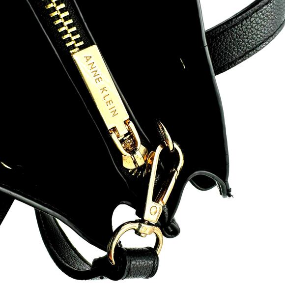 ANNE KLEIN Black Vegan Faux Leather Hand‎ Bag Purse Crossbody Designer Crocodile - Picture 6 of 12
